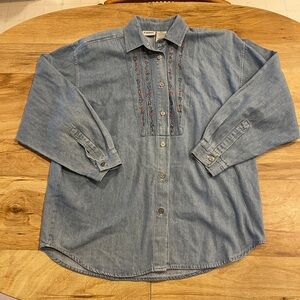 Vintage Capacity Embroidered Jean Shirt